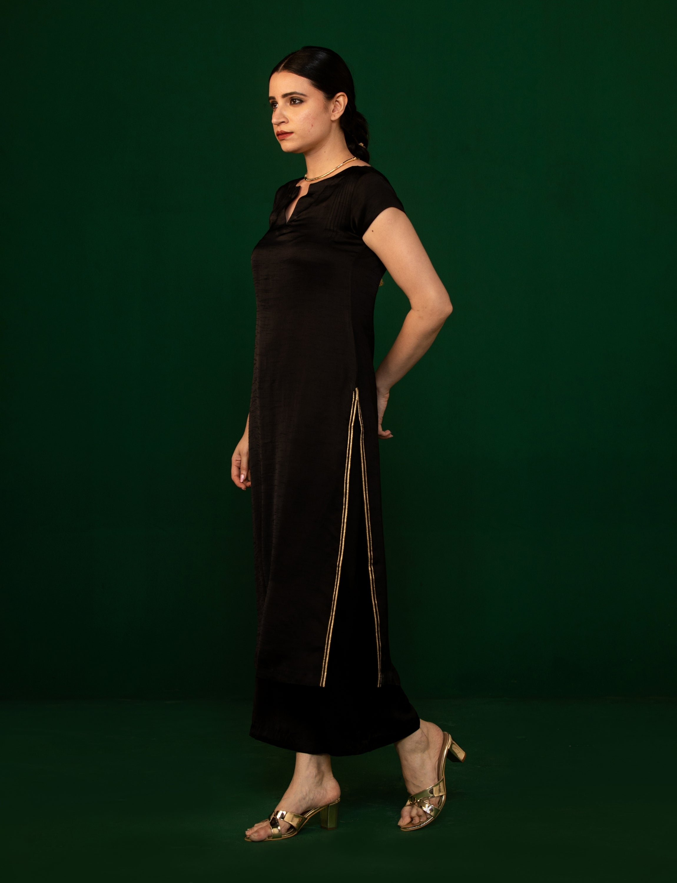 Luxe Black Kurta with Zari Lines
